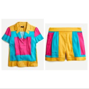 2 PIECE SET J. Crew Collection Ratti Squared Away Drapey Top and Pull-On Shorts